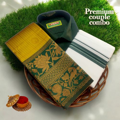 SS Kalashala Peach & Dark Green Kupera Silk 