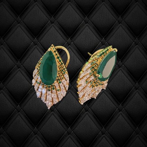 Natural Leaf Shape Emerald Earring