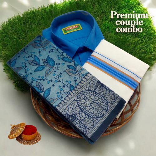 SS Kalashala Peach & Navy Kupera Silk Saree 