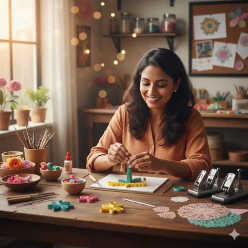 Quilling and punch craft class by Saksham HO