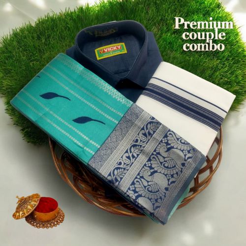 SS Kalashala Sea Green & Navy Kupera Silk Sa