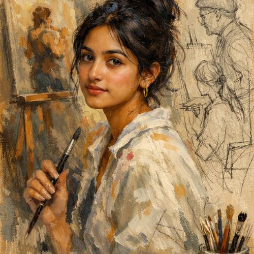 Portrait, sketches, acrylic, pencil, oil pai