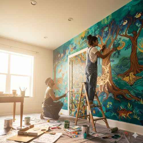 Wall and door painting class by Saksham HOBB