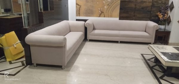 Elegant Rolled Arm Fabric Sofa